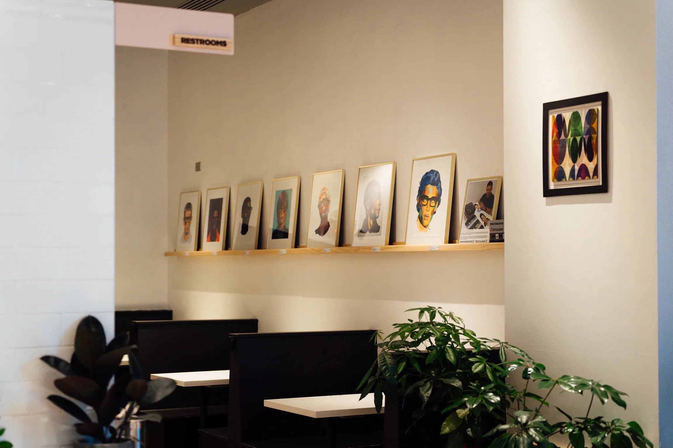 Corner Coffee art installation displayed on a cafe wall