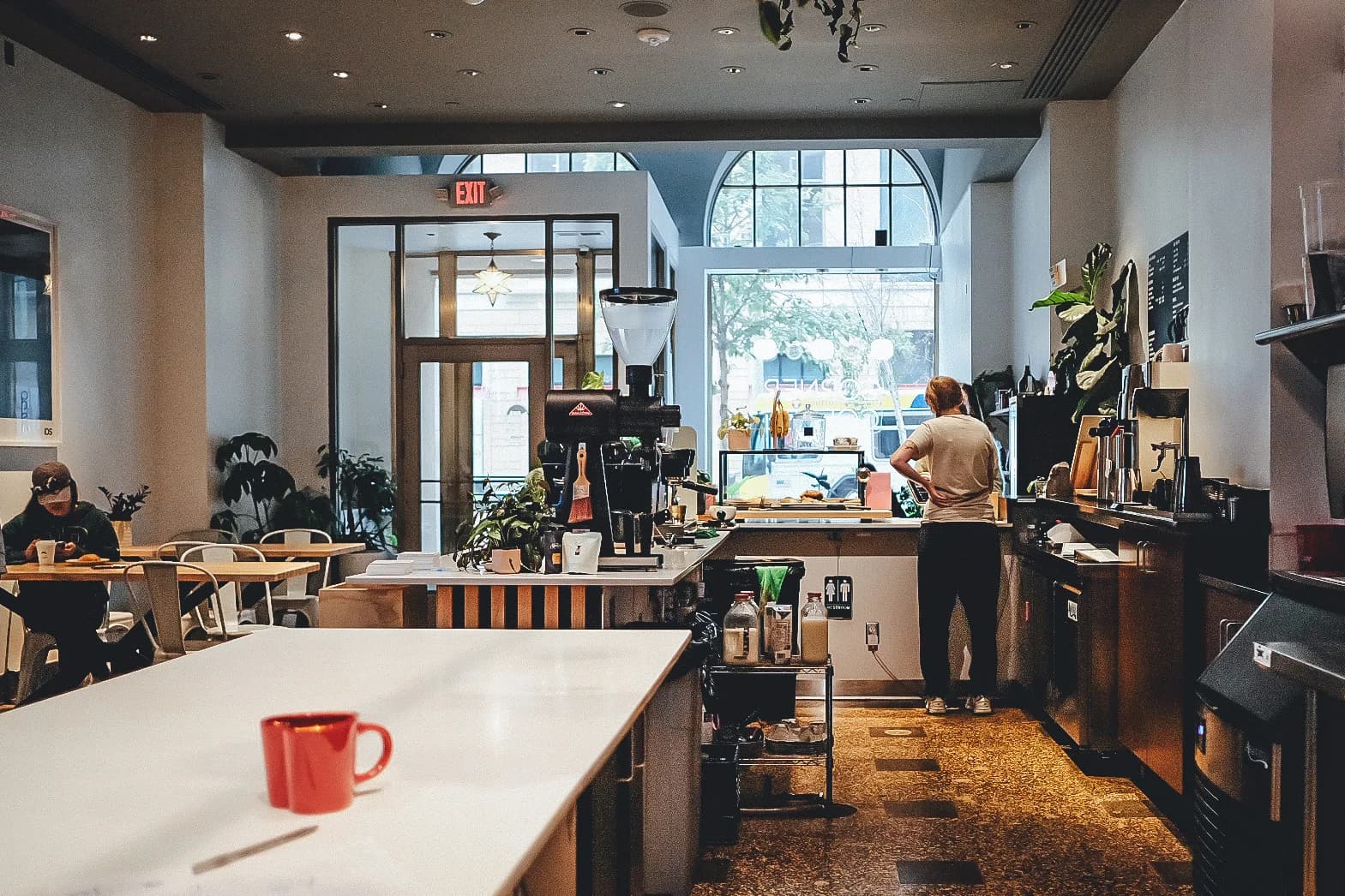 Corner Coffee Downtown cafe interior and espresso counter