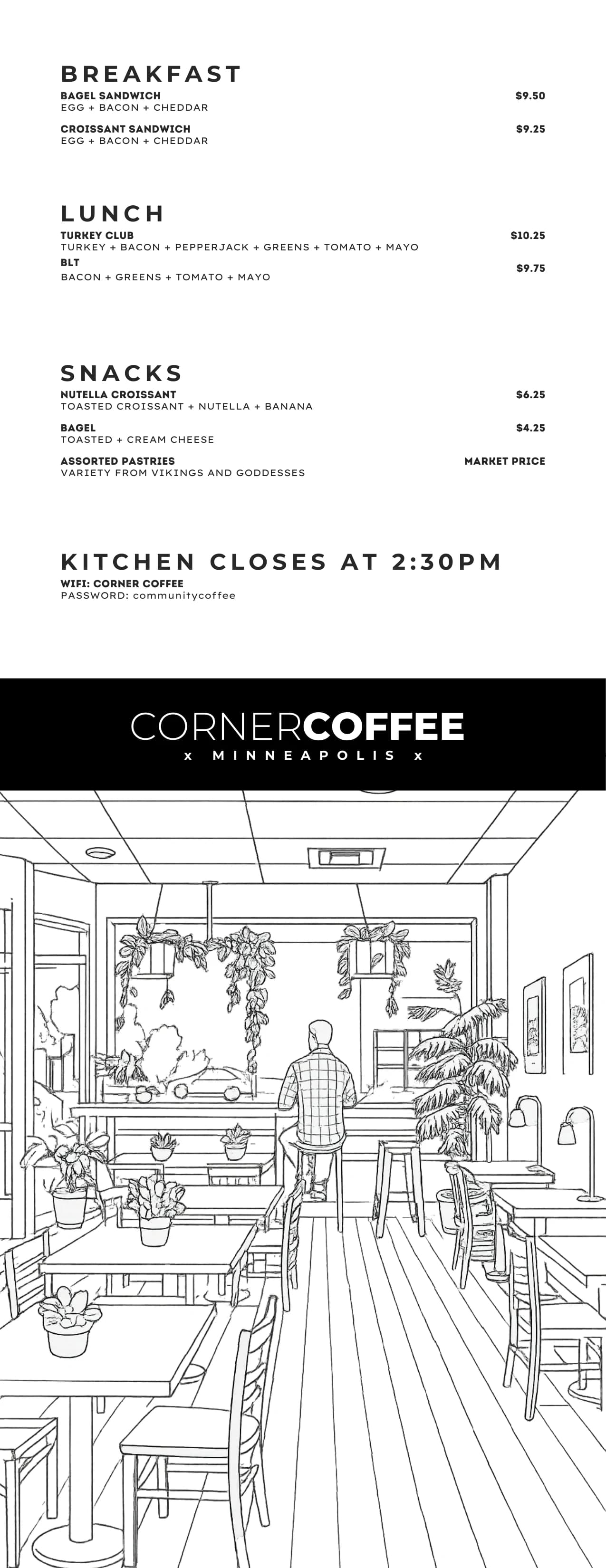Corner Coffee Camden food menu