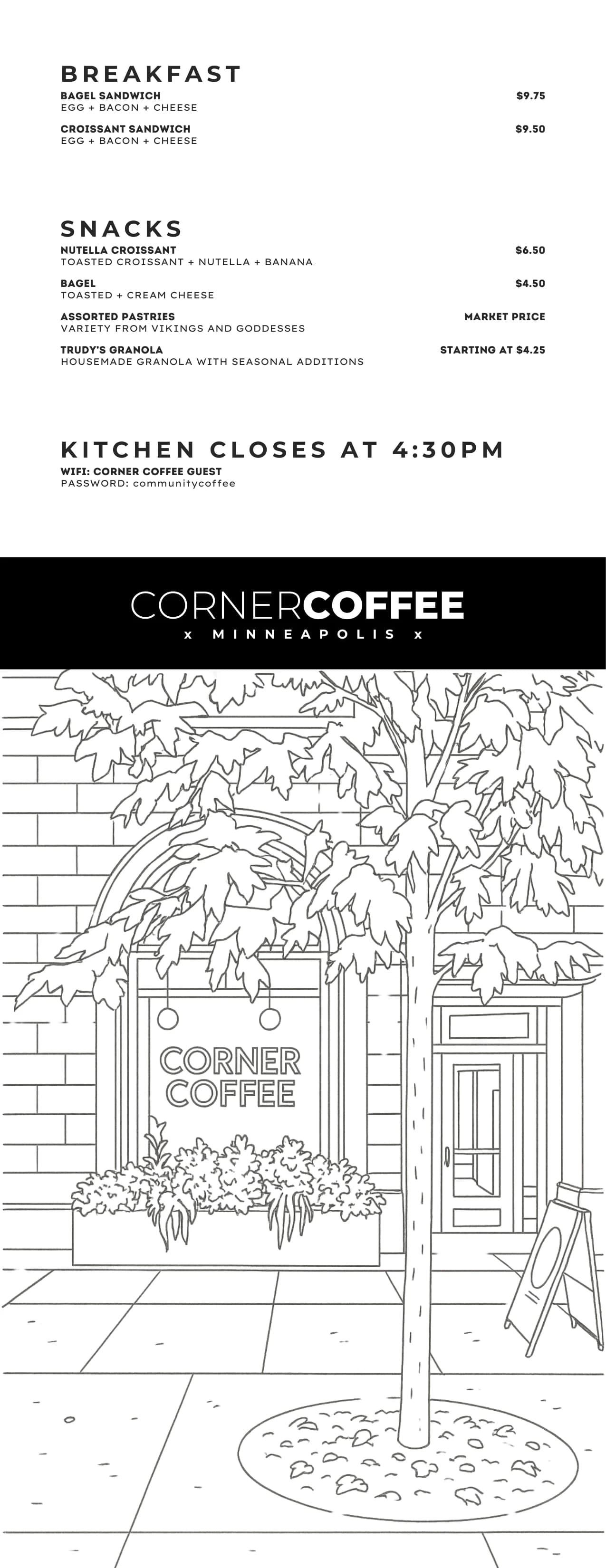 Corner Coffee Downtown food menu