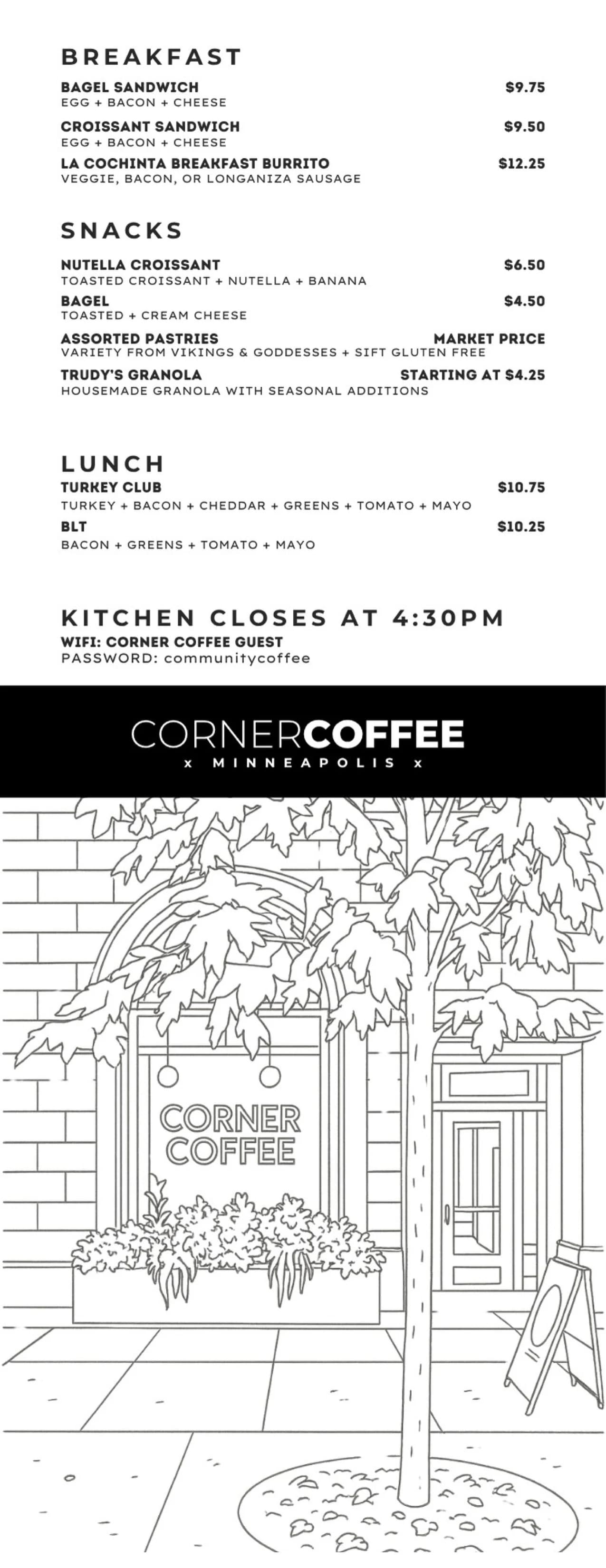 Corner Coffee Downtown food menu