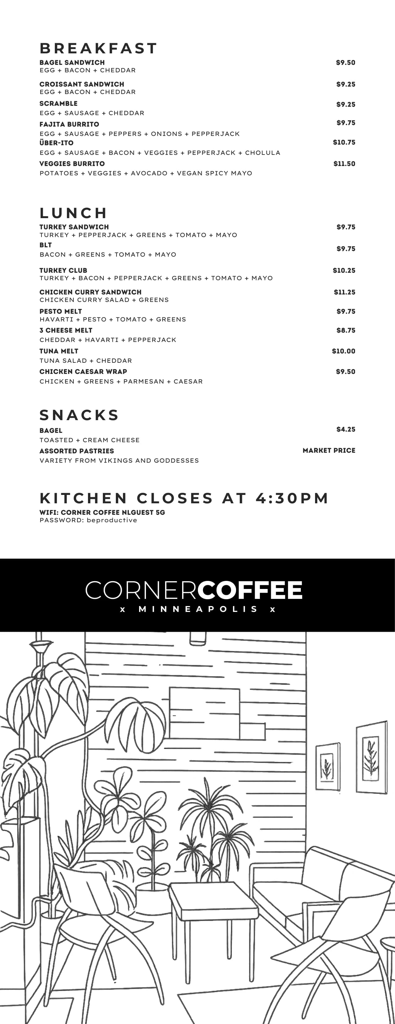 Corner Coffee North Loop food menu