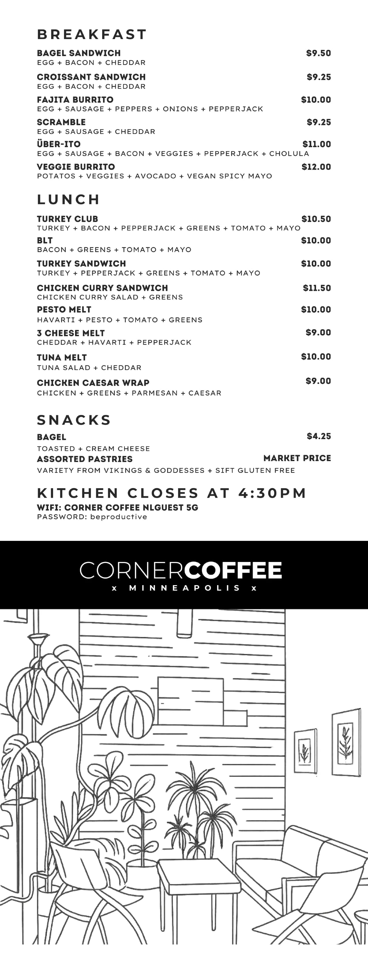Corner Coffee North Loop food menu