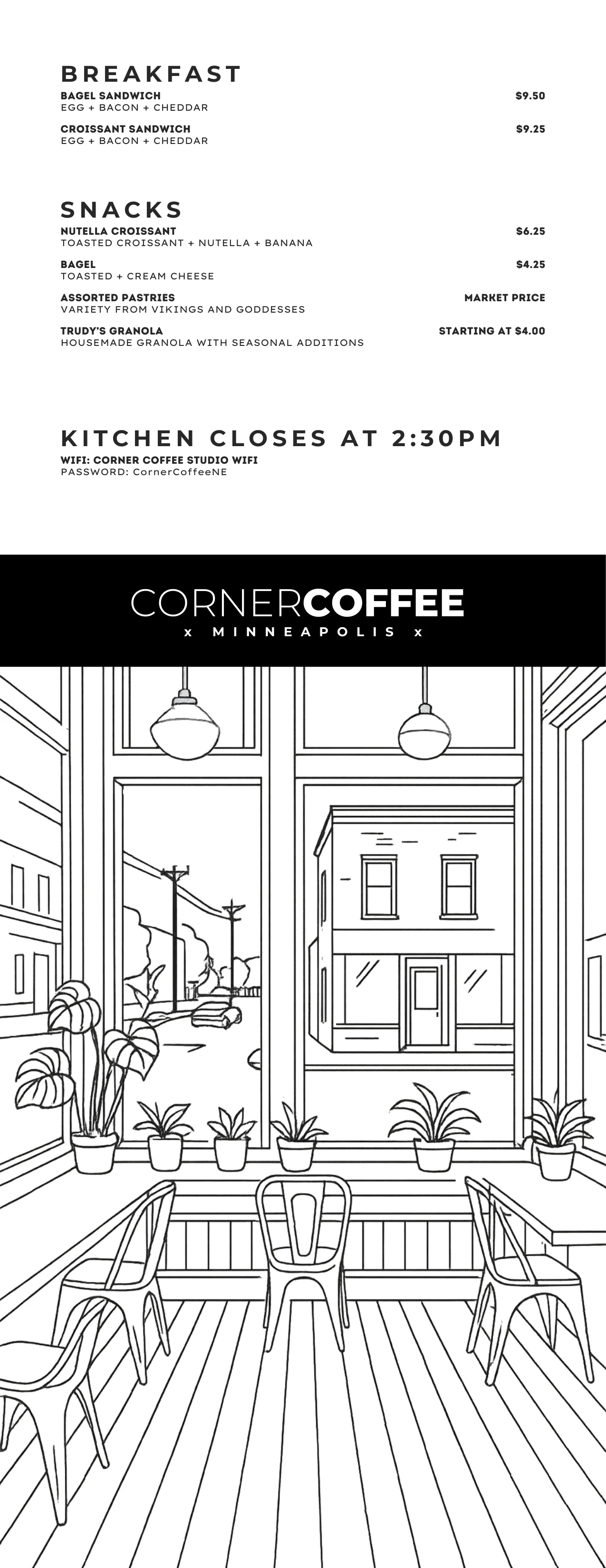 Corner Coffee Northeast food menu