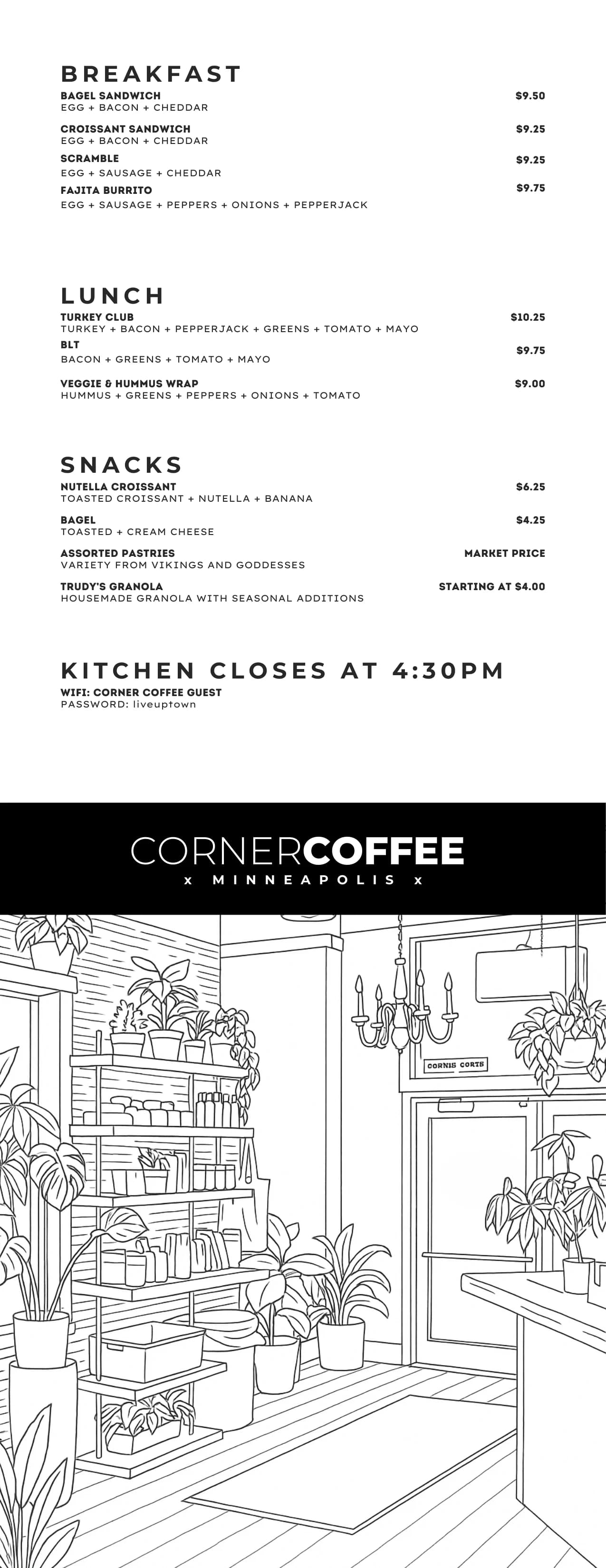 Corner Coffee Uptown food menu